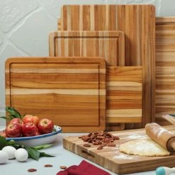 TeakHaus Edge Grain Cutting Board W/Small Board + Juice Canal (Rectangle) | 16" X 12" X 1.25" -Knife Sets outlet store 01.9 traditional 1