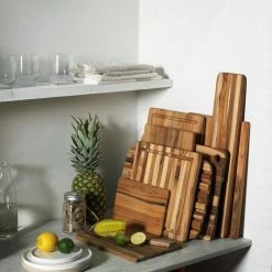 TeakHaus Edge Grain Cutting/Serving Board (Rectangle) | 13.75" X 9.5" X 0.55" -Knife Sets outlet store 04.2 essential 1