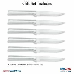 Rada Cutlery 6-Piece Serrated Steak Knife Set | Silver -Knife Sets outlet store 6 serrated steak knives features c 5000x