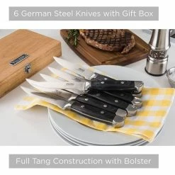 Viking 6-Piece Steak Knife Set With Box | Black -Knife Sets outlet store 81tggybtw l. ac sl1500