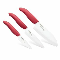 Kyocera Revolution Red & White Ceramic 3-Piece Knife Set