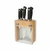 Mercer Cutlery Genesis 6-Piece Knife Block Set | Beechwood & Glass -Knife Sets outlet store m20050