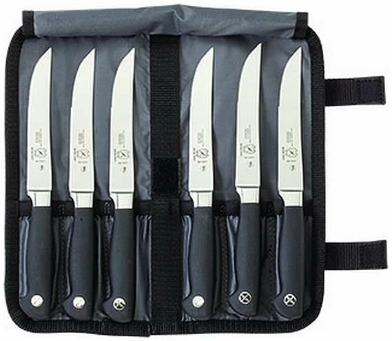 Mercer Cutlery Forged Steak Knives In Cloth Roll - 7 PC Set Genesis Collection 3 Mercer Cutlery Forged Steak Knives In Cloth Roll - 7 PC Set Genesis Collection