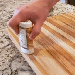 TeakHaus Edge Grain Carving Board W/Hand Grip (Rectangle) | 20" X 15" X 1.5" With Board Seasoning Stick -Knife Sets outlet store teak gg 1 square