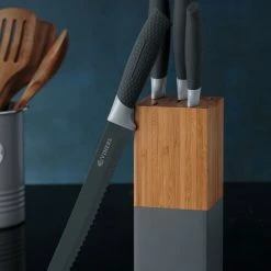 Viners Horizon 6-Piece Knife Block Set |Grey -Knife Sets outlet store viners horizon grey 2 1